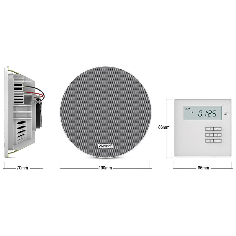 Audibax Flint Kit - Altavoces Techo + Amplificador Estéreo Pared - Tempo Shop