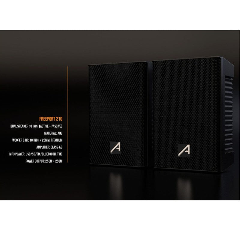 Audibax Freeport 210 - Set 2 Altavoces 10 Bluetooth 250W + 250W - Tempo Shop