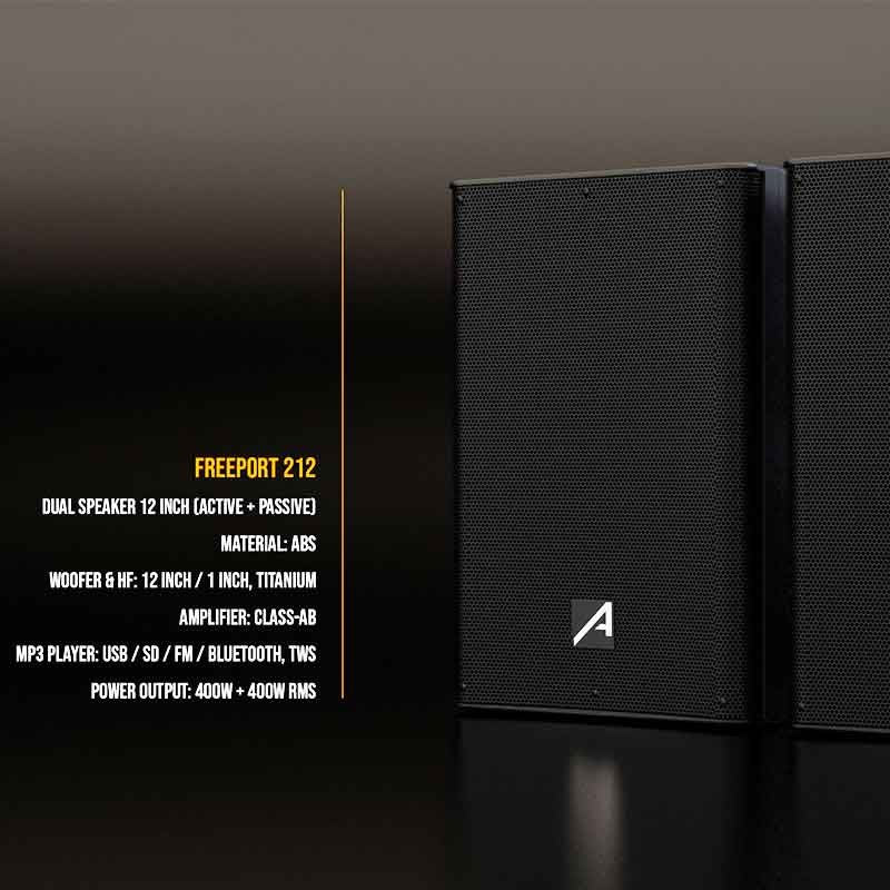 Audibax Freeport 212 - Set 2 Altavoces 12 Bluetooth 400W + 400W - Tempo Shop