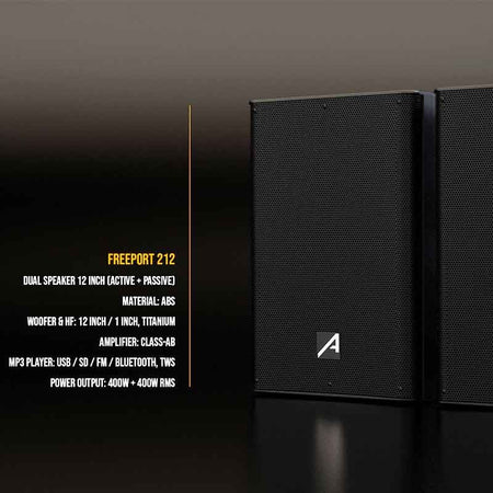 Audibax Freeport 212 - Set 2 Altavoces 12 Bluetooth 400W + 400W - Tempo Shop