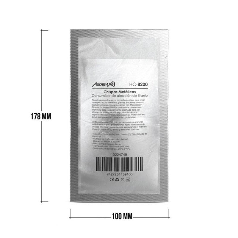 Audibax HC - 8200 - 200g Consumible para Máquinas de Fuego Frio - Chispas - Tempo Shop