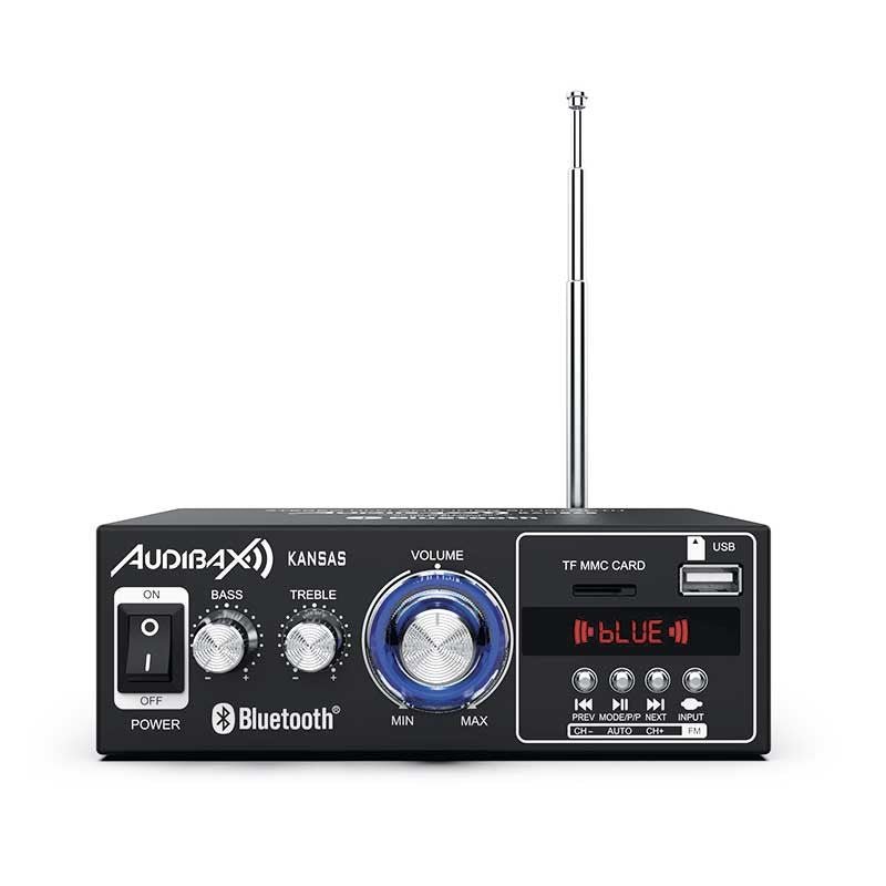 Audibax Kansas - Amplificador HiFi con Bluetooth /MP3 / FM Entrada SD y USB 2 x 40W - Tempo Shop