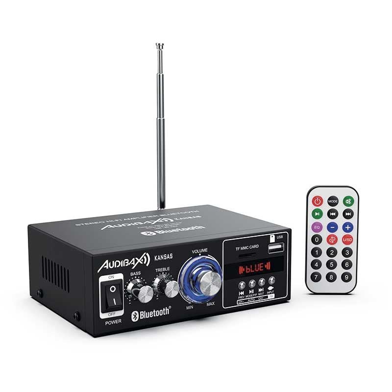 Audibax Kansas - Amplificador HiFi con Bluetooth /MP3 / FM Entrada SD y USB 2 x 40W - Tempo Shop