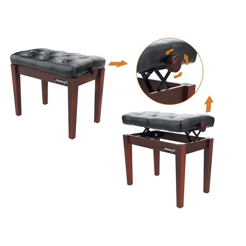 Audibax KB500RW - Banco para Piano / Teclado Ajustable Regulable Acolchado Palisandro - Tempo Shop