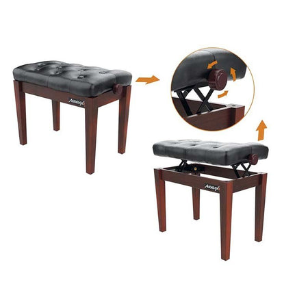 Audibax KB500RW - Banco para Piano / Teclado Ajustable Regulable Acolchado Palisandro - Tempo Shop