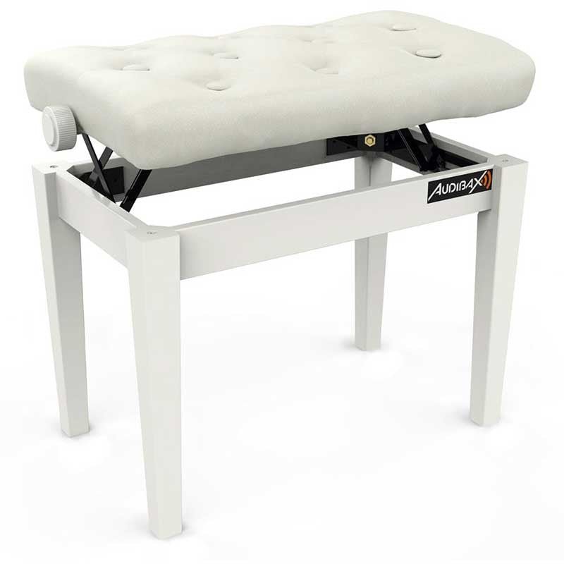 Audibax KB500W - Banco Piano / Teclado Ajustable Regulable Acolchado Blanco - Tempo Shop