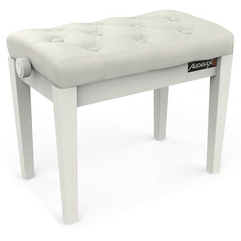 Audibax KB500W - Banco Piano / Teclado Ajustable Regulable Acolchado Blanco - Tempo Shop