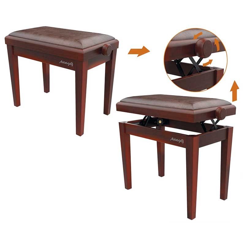 Audibax KB600 Nogal - Banco para Piano Teclado Ajustable Regulable Acolchado - Tempo Shop