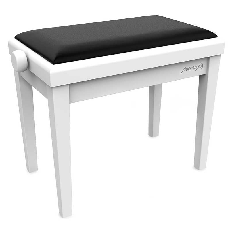 Audibax KB600 White - Banco para Piano Teclado Ajustable Regulable Acolchado - Tempo Shop