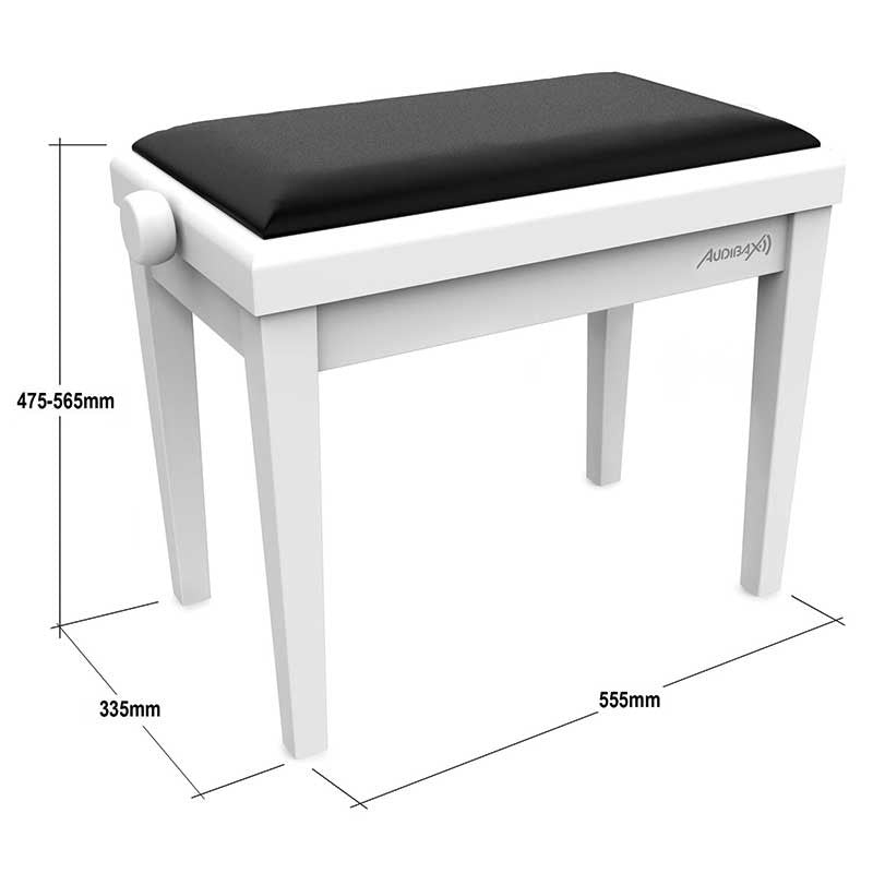 Audibax KB600 White - Banco para Piano Teclado Ajustable Regulable Acolchado - Tempo Shop