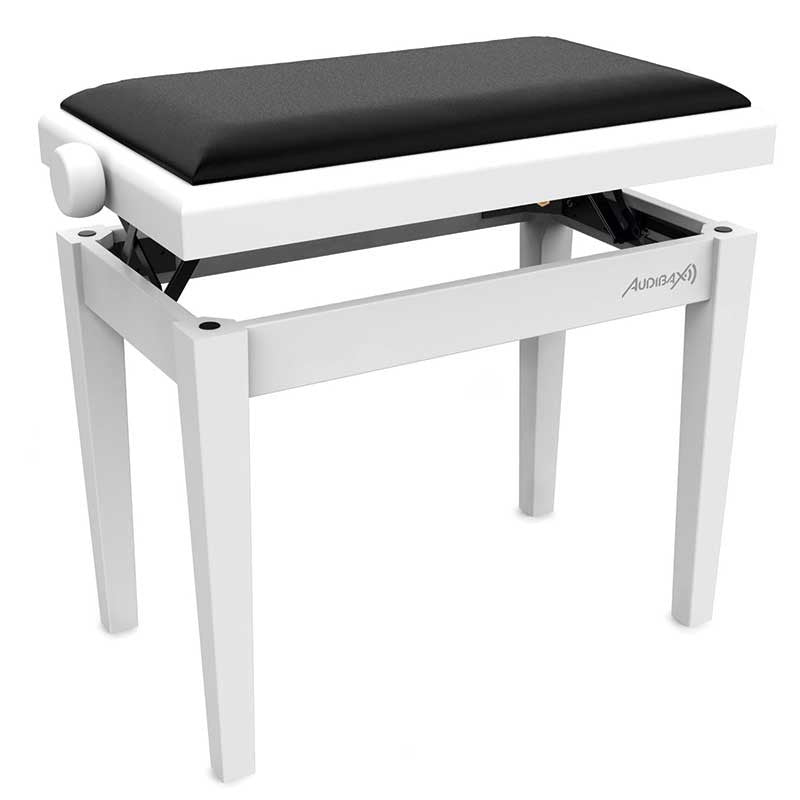 Audibax KB600 White - Banco para Piano Teclado Ajustable Regulable Acolchado - Tempo Shop