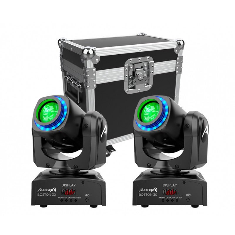 Audibax Kit 2 Boston 30 Ring + Flightcase - Cabezas Móviles Spot 30w Anillo LED + Flightcase - Tempo Shop