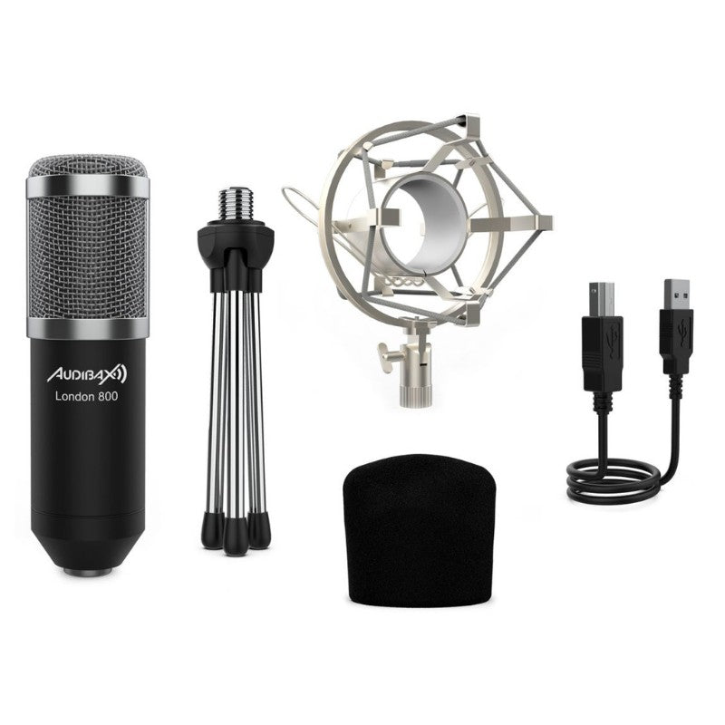 Audibax London 800 USB Silver - Pack Micrófono USB Pack para Podcast / Grabación / Gamers - Tempo Shop