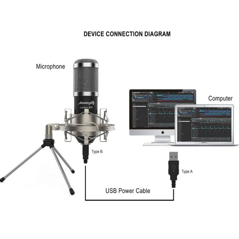 Audibax London 800 USB Silver - Pack Micrófono USB Pack para Podcast / Grabación / Gamers - Tempo Shop