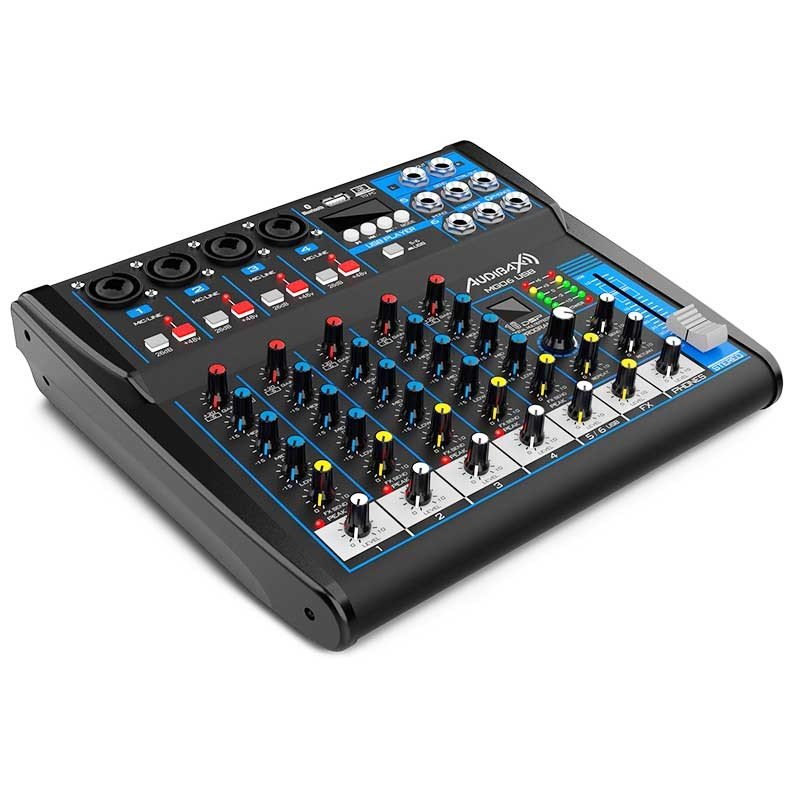 Audibax MG06 USB - Mesa Mezclas 6 canales con Bluetooth, MP3 ,USB Rec y Efectos - Tempo Shop