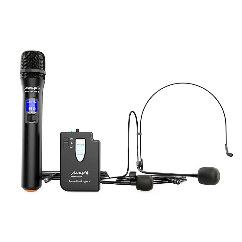 Audibax Missouri 3000 - Micrófono Inalámbrico Profesional Doble Mano / Diadema - Corbata - Tempo Shop