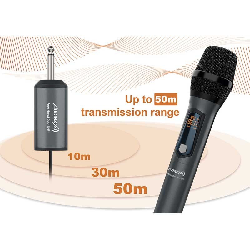 Audibax Missouri Free Hand Dual UHF - Sistema de Micrófono Dinámico con Receptor Recargable - Tempo Shop