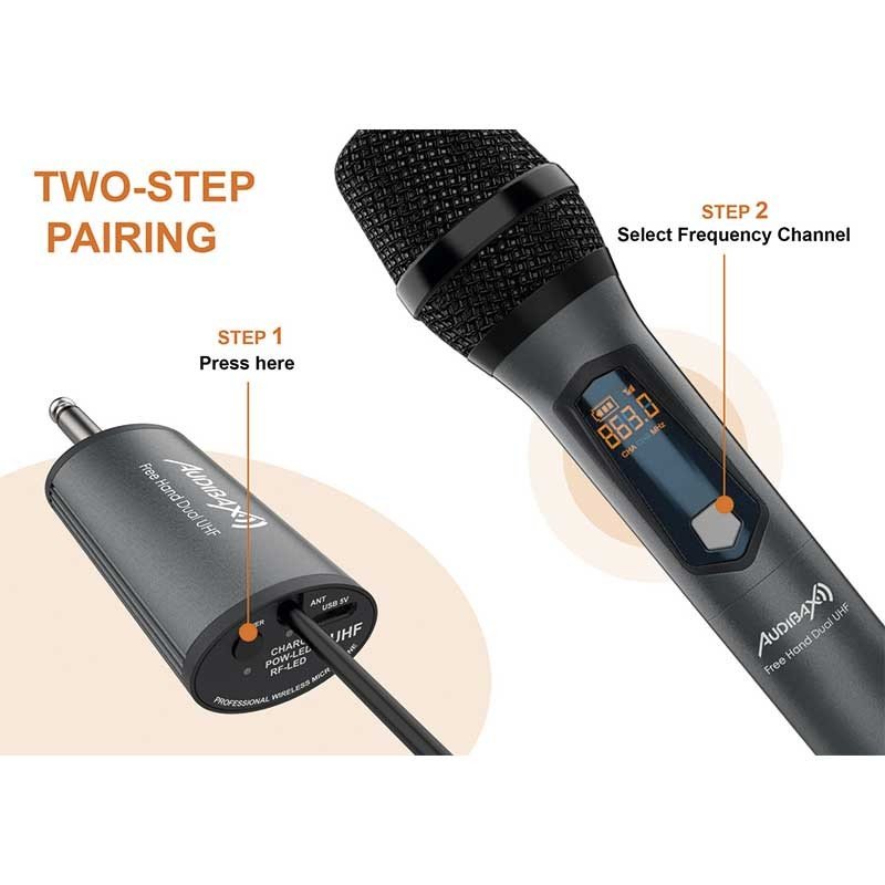 Audibax Missouri Free Hand Dual UHF - Sistema de Micrófono Dinámico con Receptor Recargable - Tempo Shop