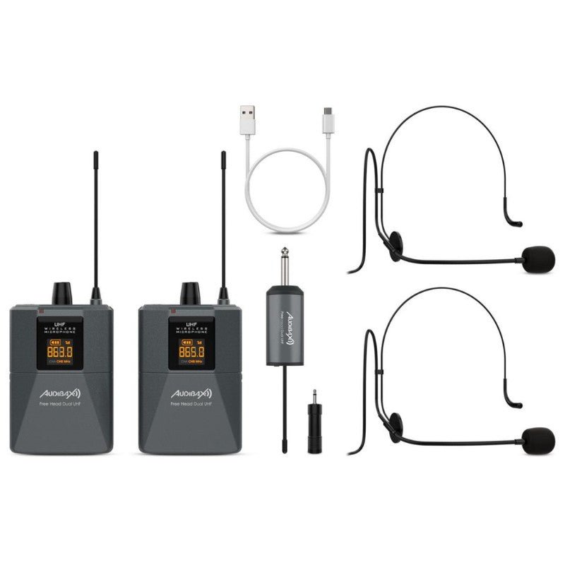 Audibax Missouri Free Head Dual UHF - Sistema de Micrófono de diadema con Receptor Recargable - Tempo Shop