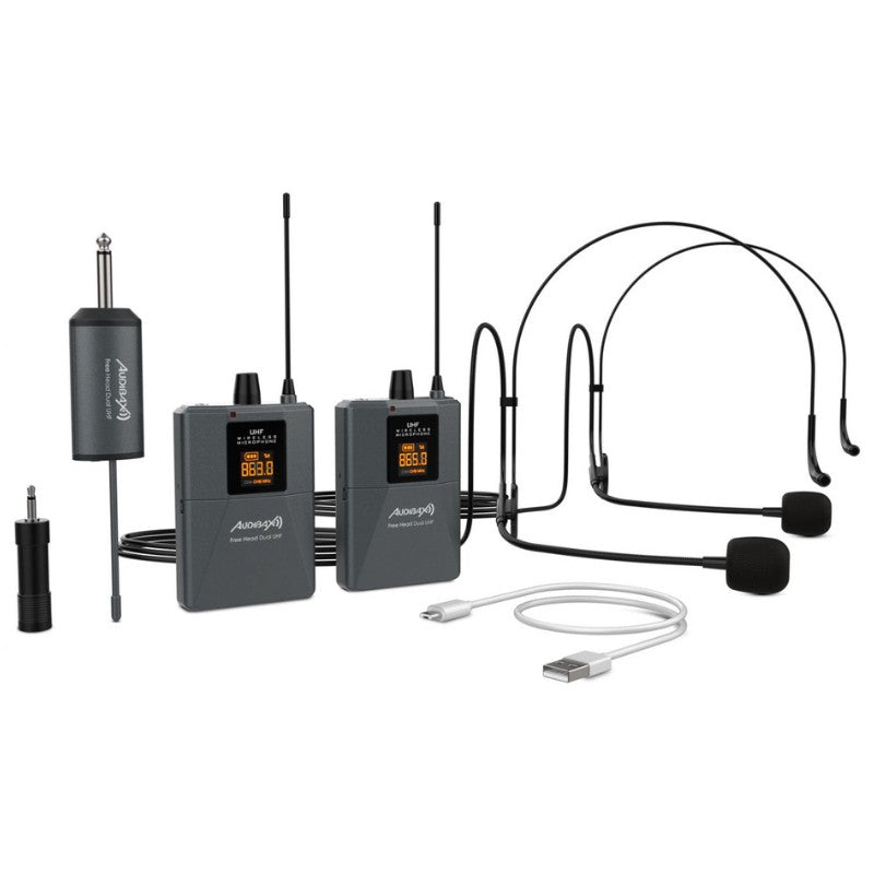 Audibax Missouri Free Head Dual UHF - Sistema de Micrófono de diadema con Receptor Recargable - Tempo Shop