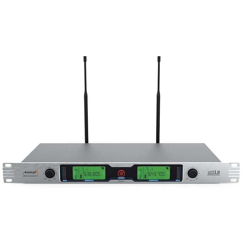Audibax Missouri Rack B - Micrófono Inalámbrico Profesional UHF Doble de Mano Rack 19" - Tempo Shop