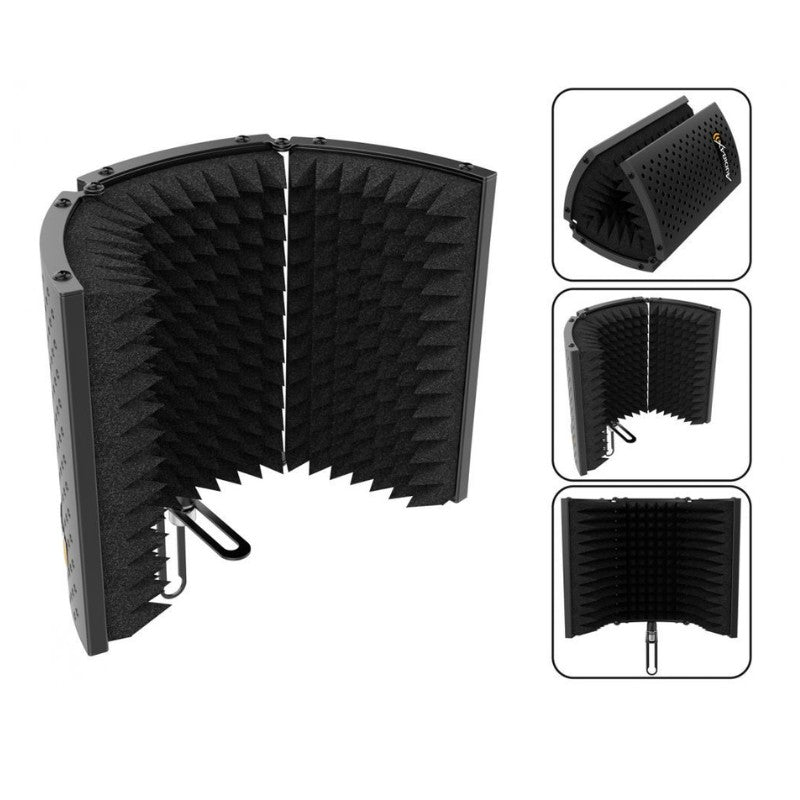 Audibax MST - 10 - Pantalla Reflexión Micrófono Estudio Negro Plegable - Tempo Shop