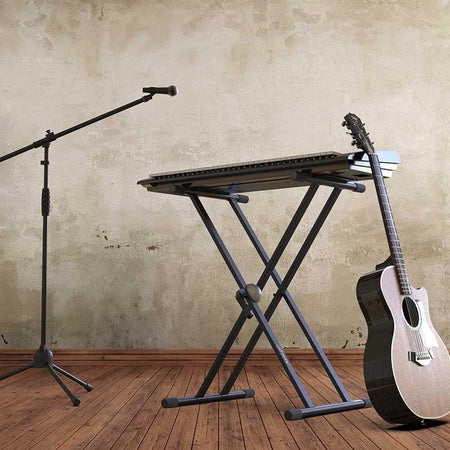 Audibax Onyx 130 - Soporte Premium Tijera Doble Teclado (Yamaha, Casio, Roland, Korg) - Tempo Shop