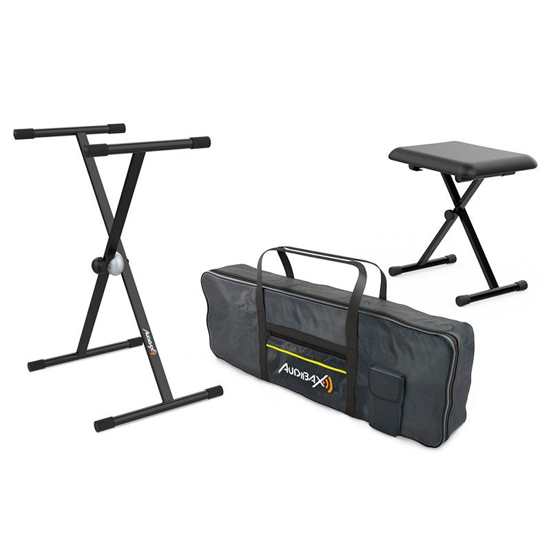 Audibax Onyx - Pack de Soporte Teclado / Piano + Banqueta + Funda Teclado 61 Teclas - Tempo Shop