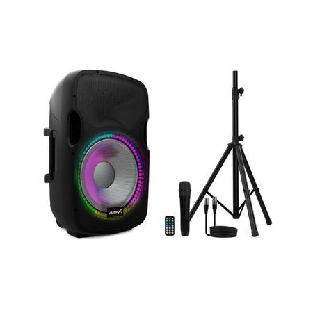 Audibax Party 15 - Altavoz Activo Profesional 15" 600W Pico Bluetooth + Soporte + Cable + Micro - Tempo Shop