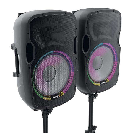 Audibax Party 215 Led Set 2 - Altavoces 15" PRO 1200W Pico + Soportes + Cableado + Micrófono - Tempo Shop