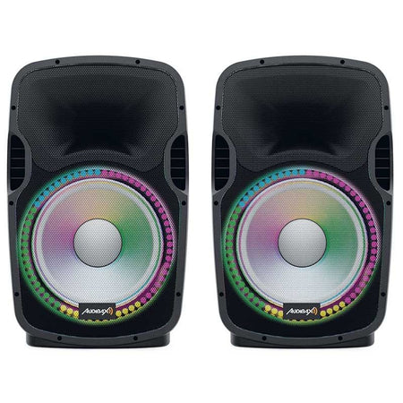 Audibax Party 215 Led Set 2 - Altavoces 15" PRO 1200W Pico + Soportes + Cableado + Micrófono - Tempo Shop