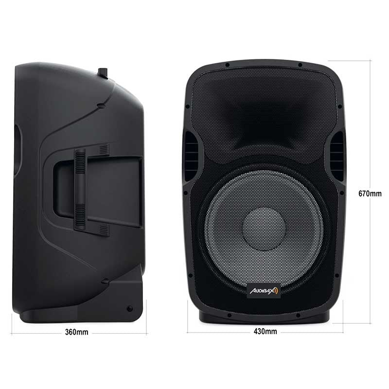 Audibax Party 215 Led Set 2 - Altavoces 15" PRO 1200W Pico + Soportes + Cableado + Micrófono - Tempo Shop