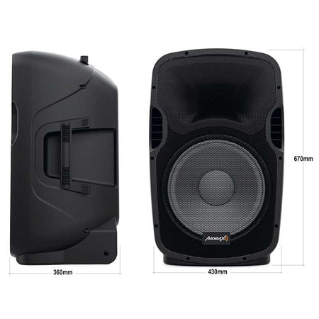 Audibax Party 215 Led Set 2 - Altavoces 15" PRO 1200W Pico + Soportes + Cableado + Micrófono - Tempo Shop