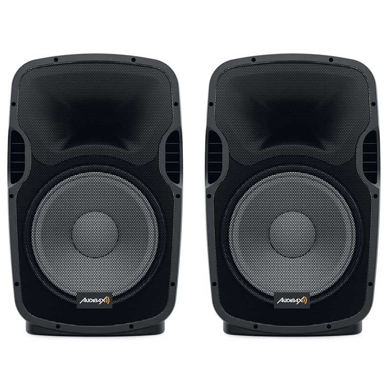 Audibax Party 215 Led Set 2 - Altavoces 15" PRO 1200W Pico + Soportes + Cableado + Micrófono - Tempo Shop