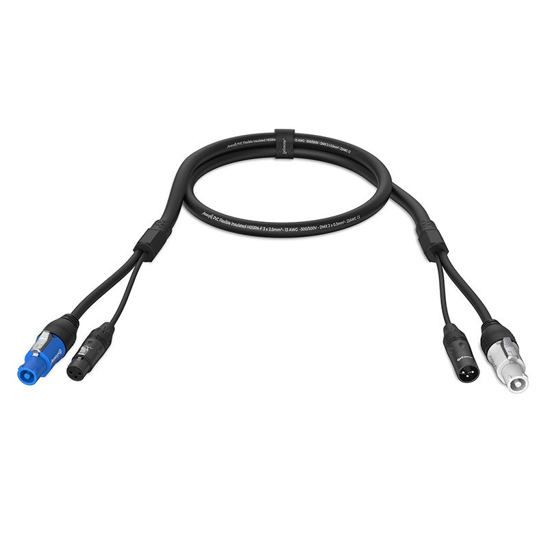 Audibax PC-XLR-150 - Cable Híbrido Señal XLR y Alimentación PowerCON 1,5m