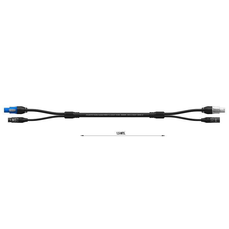 Audibax PC-XLR-150 - Cable Híbrido Señal XLR y Alimentación PowerCON 1,5m