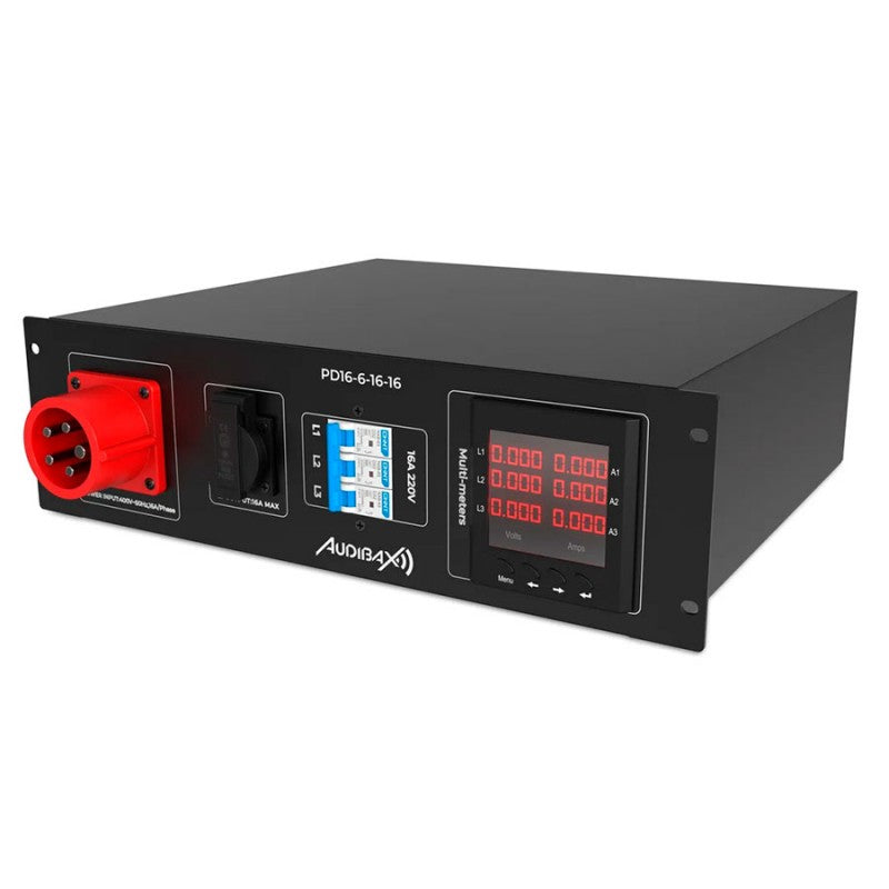 Audibax PD16-6-16-16 - Distribuidor de Energía Profesional para Rack con 7 Tomas Schuko