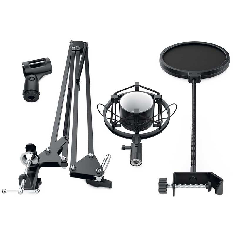 Audibax Podcast Studio - Kit Soporte Micrófono + Araña + Anti - Pop - Tempo Shop