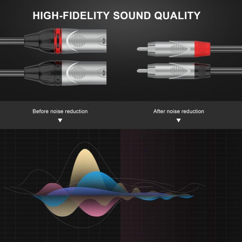 Audibax Pro 10101699 - Cable 2 XLR Macho a 2 RCA 3m Negro - Tempo Shop