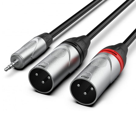 Audibax Pro 10116255 - Cable 2 XLR Macho a Minijack Stereo 3m Negro - Tempo Shop