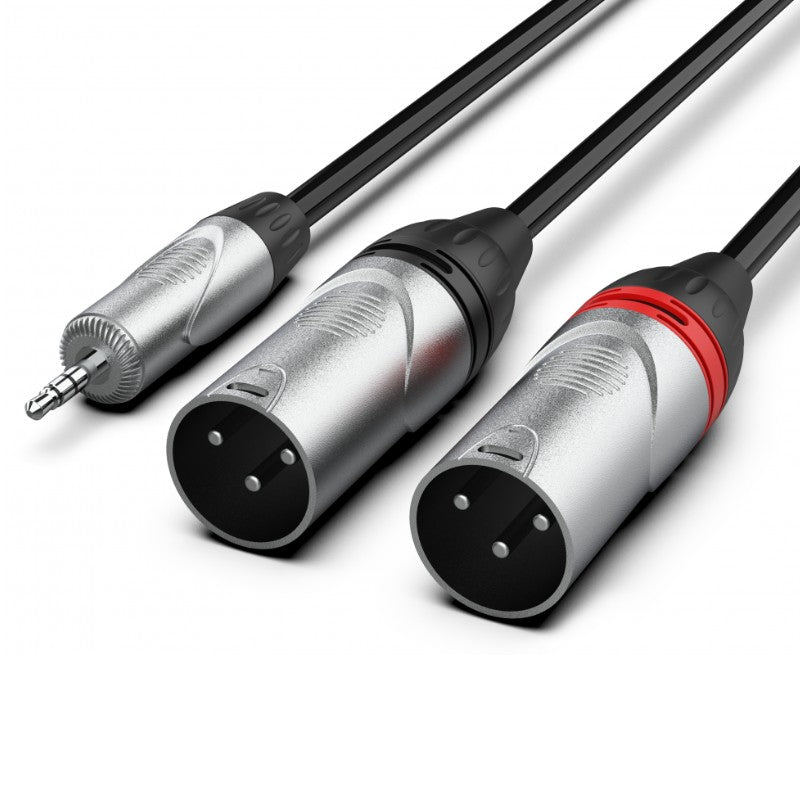Audibax Pro 10116255 - Cable 2 XLR Macho a Minijack Stereo 3m Negro - Tempo Shop