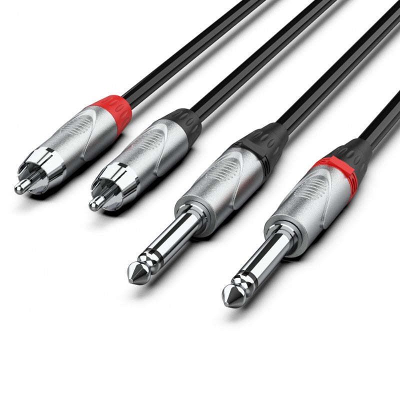 Audibax Pro 10119258 - Cable 2 Jack Mono a 2 RCA 1 Metro Negro - Tempo Shop