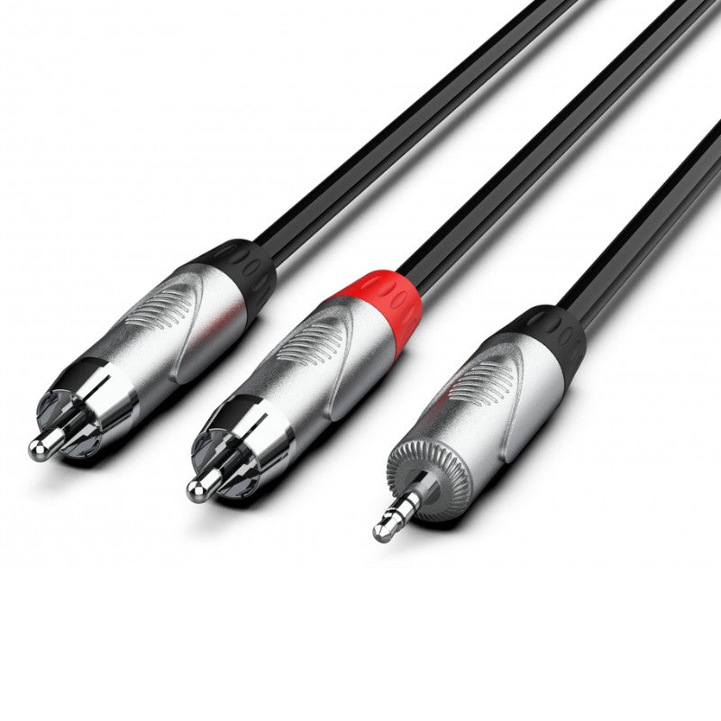Audibax Pro 10145103 - Cable Minijack St - 2 RCA Macho 15m Negro - Tempo Shop