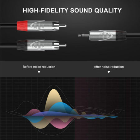 Audibax Pro 10145143 - Cable Minijack St - 2 RCA Macho 3m Negro - Tempo Shop
