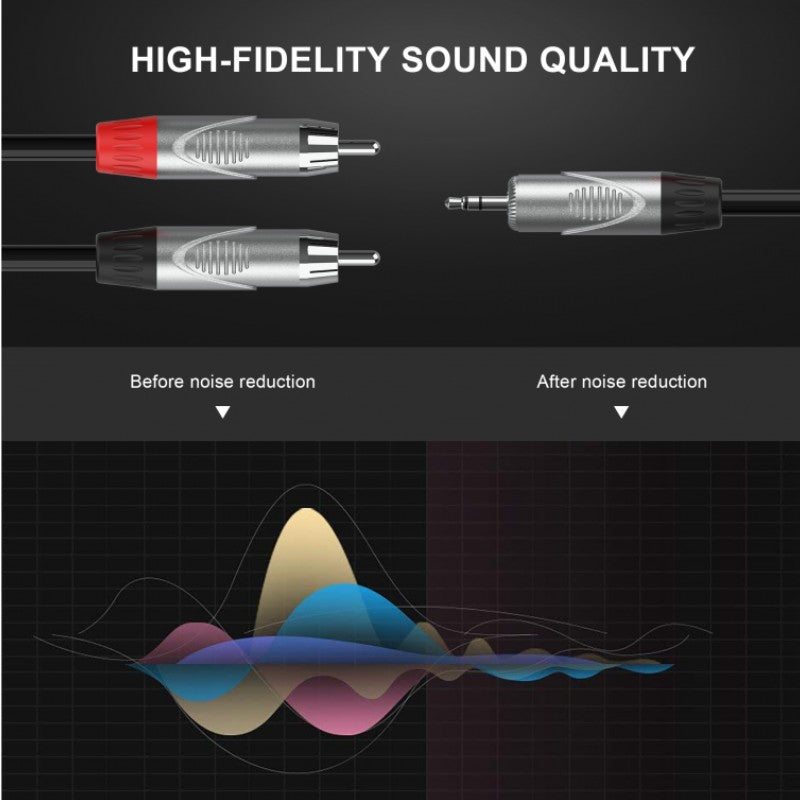 Audibax Pro 10145144 - Cable Minijack St - 2 RCA Macho 6m Negro - Tempo Shop