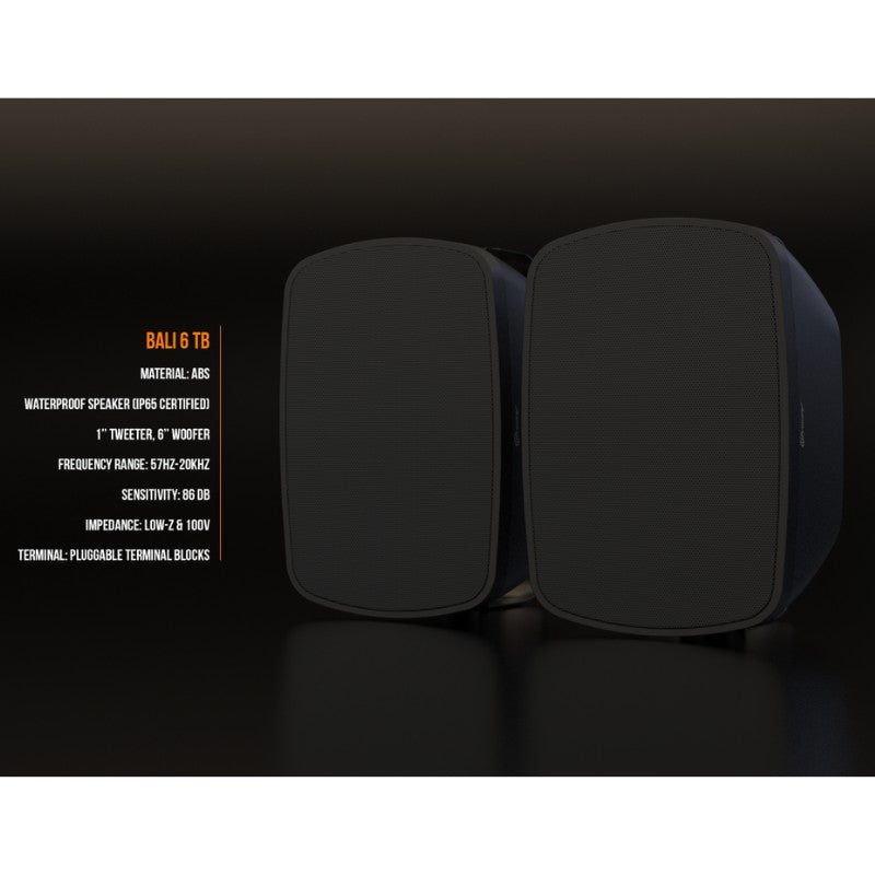 Audibax Pro Bali 6 TB - Altavoces pasivos de exterior IP65 de 6,5″ para pared (pareja) con taps 100V/70V y modo 8 Ω - Tempo S