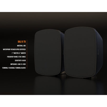 Audibax Pro Bali 6 TB - Altavoces pasivos de exterior IP65 de 6,5″ para pared (pareja) con taps 100V/70V y modo 8 Ω - Tempo S