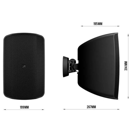 Audibax Pro Fiji 6 Negro - Pareja de Altavoces Pasivos IP65 de Instalación en Pared