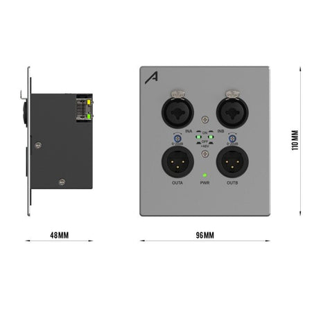 Audibax Pro M88 WP22IODN - Panel de control Dante 2x2 con entradas combo, salidas XLR y PoE - Tempo Shop