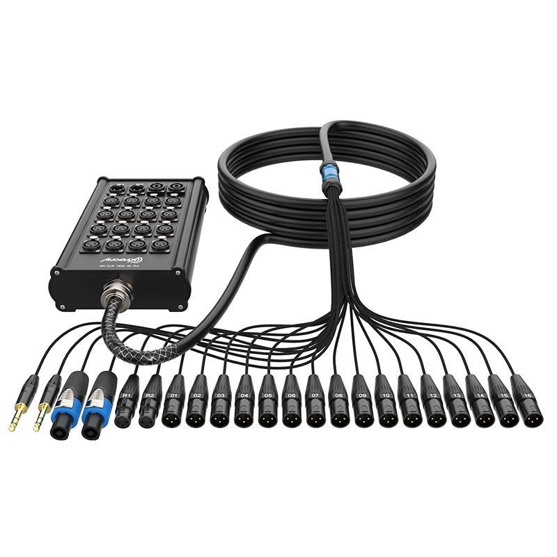Audibax Pro MC XLR 162230 Pro 30M - Cajetín de escenario multicore 30 m, 16 XLR + 2 XLR + 2 Speakon - Tempo Shop